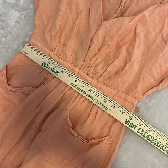 Madewell Midi Dress Womens 10 Pink/Orange Linen Blend Dolman Sheer Boho Cottage - Picture 12 of 16
